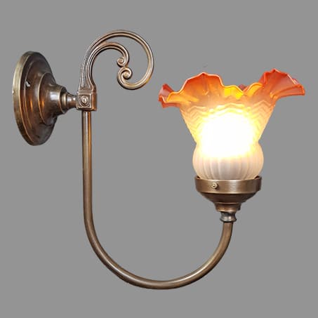 Victorian wall light small Ruby frill glass.