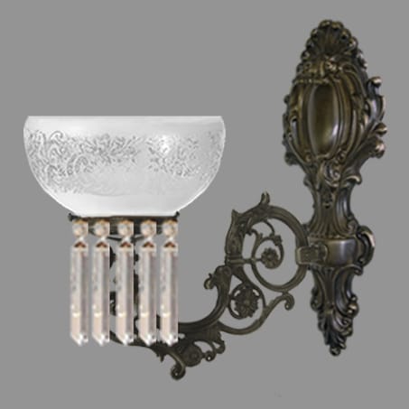 Single Arm Victorian Wall Light with Crystal Drops