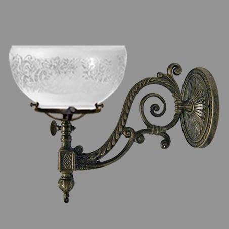 Single Victorian Wall Light with Etched dome gas glass.