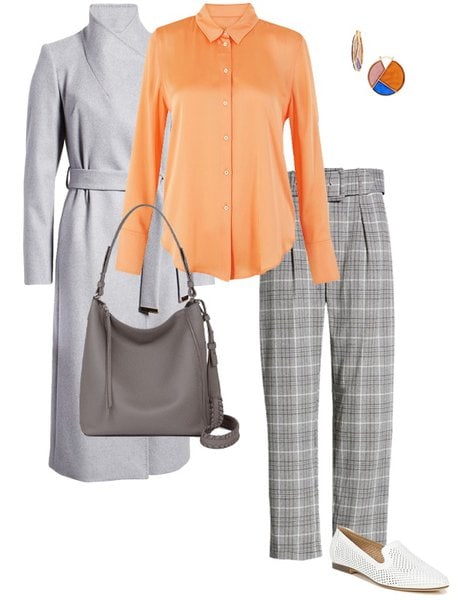 gray and orange outfit