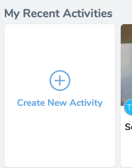 Close up photo of the "Create New Activity" button on Seesaw.