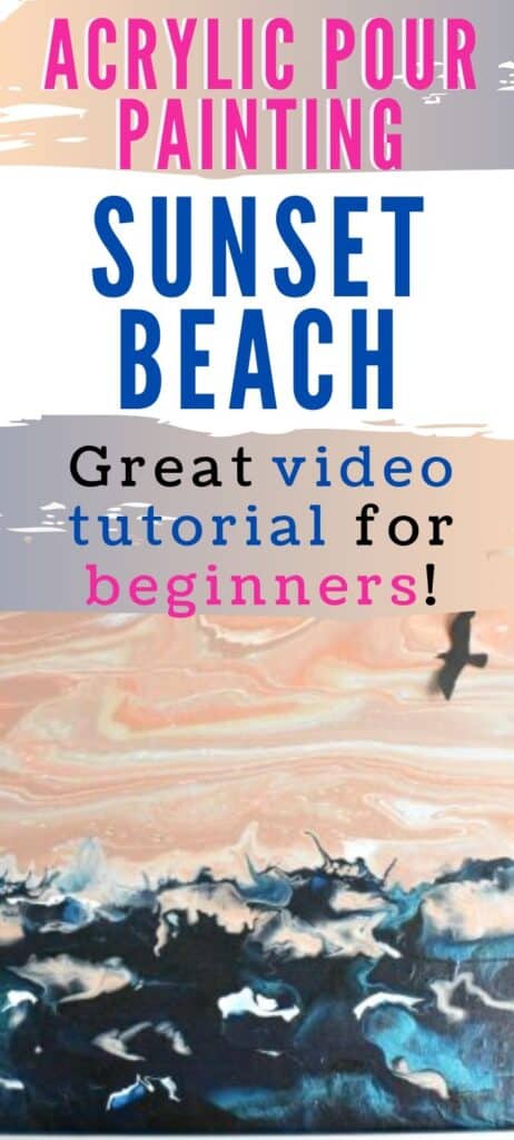 Acrylic Paint Pouring Sunset Beach Scene Homebody Hall