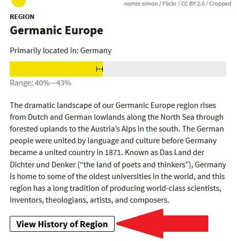 Click "View History of Region" from your ethnicity estimate regions to learn more about those DNA regions