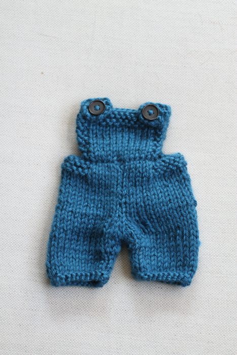 blue knitted overalls