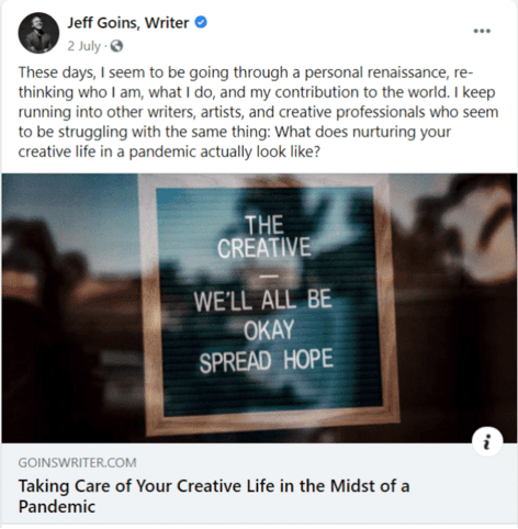 author creativity pandemic facebook author page