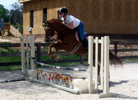 Jumping after his eye surgery