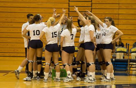 Shepherd takes a timeout during the game against Urbana University (Ohio) on October 30.