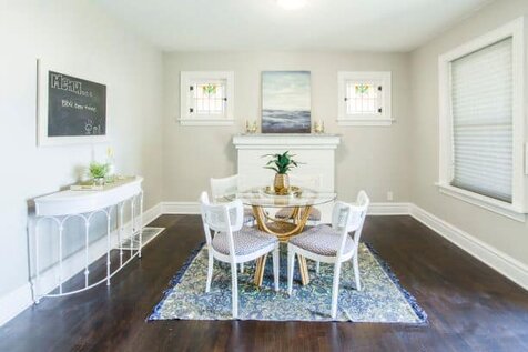 Illusion of space in Dining Room Setting with glass tabletop
