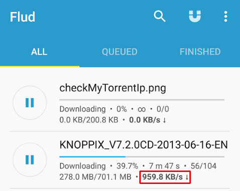 Torrent speed when downloading over Tor