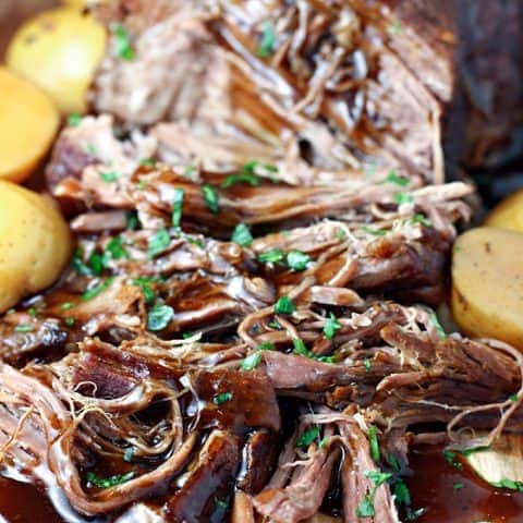 Slow Cooker Balsamic Glazed Roast Beef