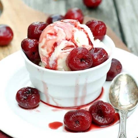 Roasted Balsamic Cherries with Vanilla Ice Cream