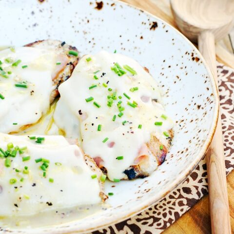 Grilled Chicken Cordon Bleu with Dijon Vinaigrette