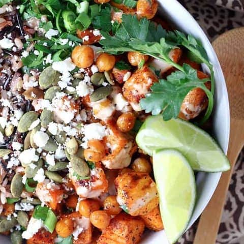 Roasted Sweet Potato Chickpea Grain Bowls