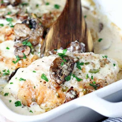 Baked Chicken Breasts with Mushroom Cream Sauce