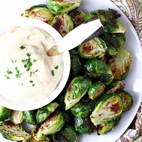 Crispy Brussels Sprouts with Mustard Aioli