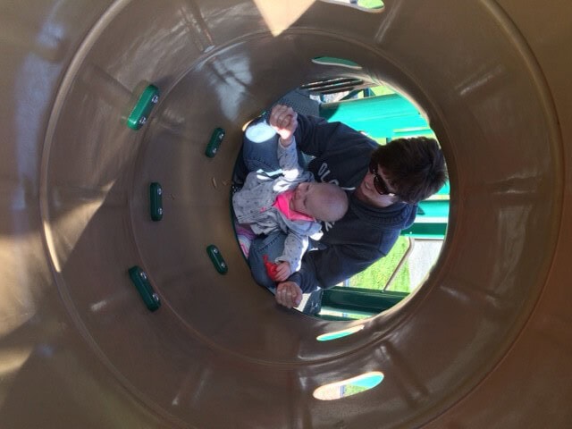 We even found a slide, her favorite!