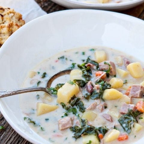 Slow Cooker Ham Soup with Potatoes and Kale