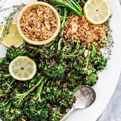 Lemon Roasted Broccolini with Pancetta and Breadcrumbs