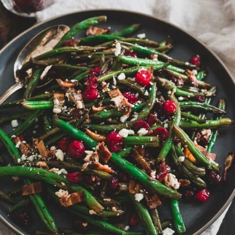 Green Beans with Cranberries, Bacon and Goat Cheese