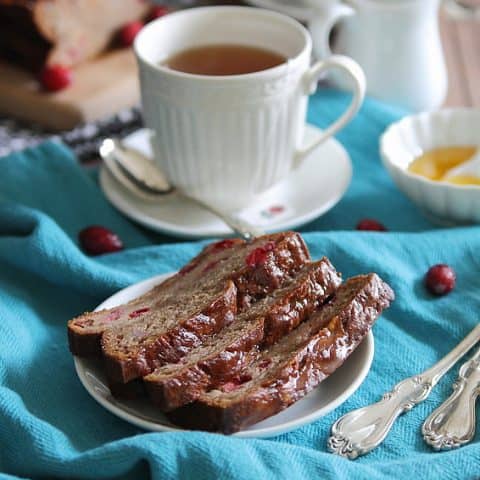Cranberry Banana Tea Bread with Orange Glaze