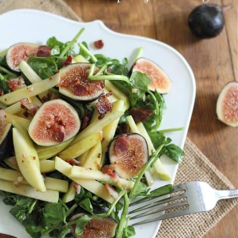 Warm Apple Fig Salad with Maple Dijon Dressing