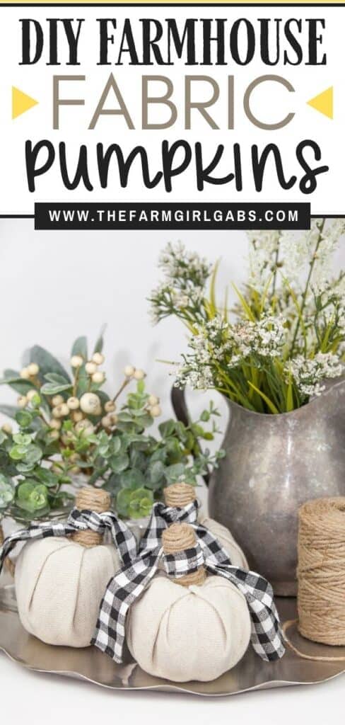Create your own farmhouse style vibe this fall. These DIY Farmhouse Style Fabric Pumpkins are easy and so pretty to display. These farmhouse fabric pumpkins will be the perfect fall centerpiece for your farmhouse look.