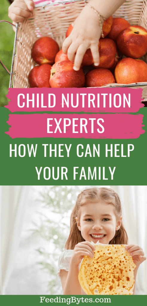 Child nutrition experts - how they can help your family - photo of basket of apples and a girl holding a crepe.