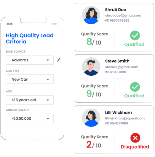 Automotive CRM Software - lead quality check
