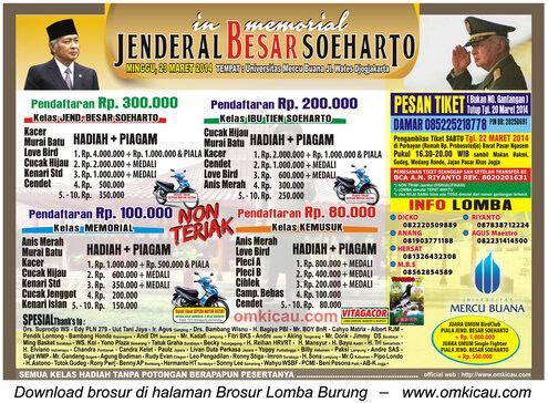 Brosur Lomba Burung Jenderal Besar Soeharto