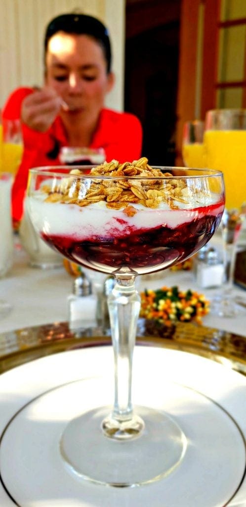 Fruit parfait is first course of breakfast at Cumberland Falls Bed and Breakfast