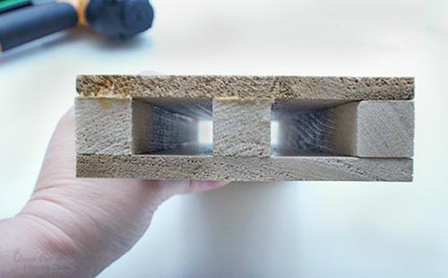 top view of knife block construction