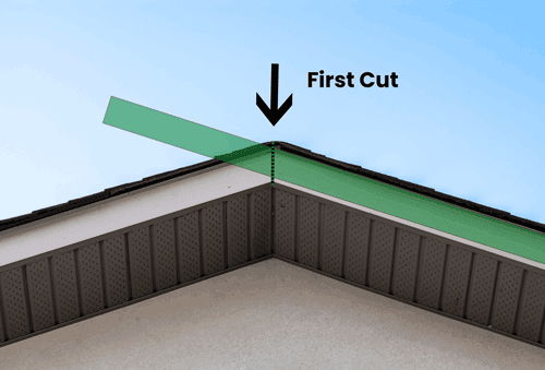 process for cutting drip edge on the rakes