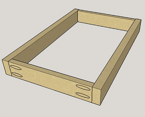 diagram of frame using pocket hole joinery