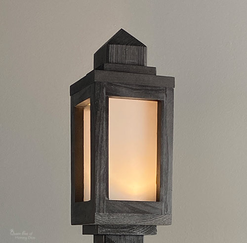 DIY wooden lantern with frosted glass