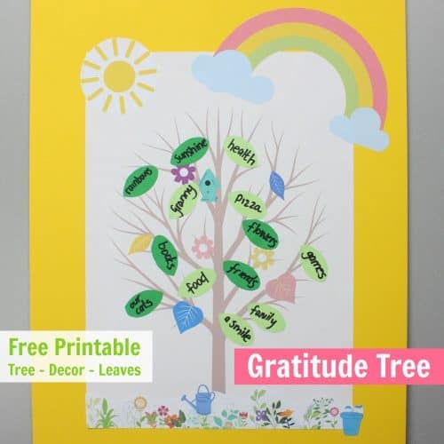 summer gratitude tree with free printable templates and decorations