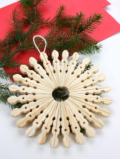 Wooden Clothespin Snowflake Decoration
