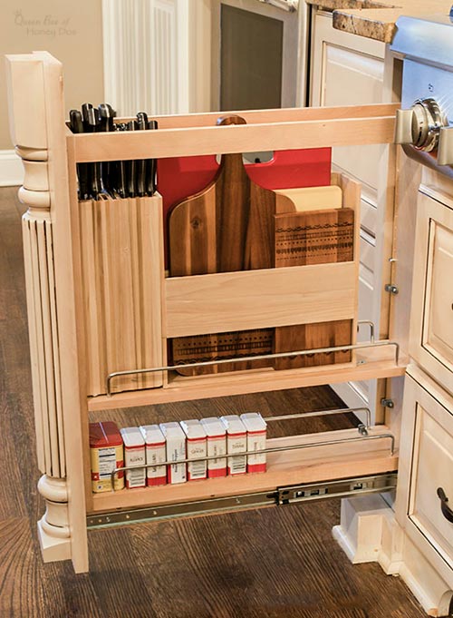 knife organizer and cutting board storage drawer