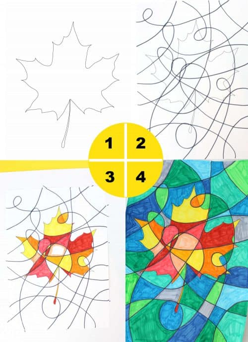 Fall Leaf Scribble Pattern Art