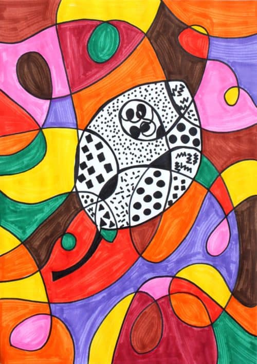 Fall Leaf Scribble Pattern Art
