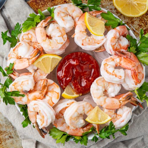 shrimp cocktail with lemon