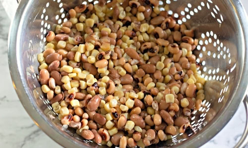 drained corn and beans