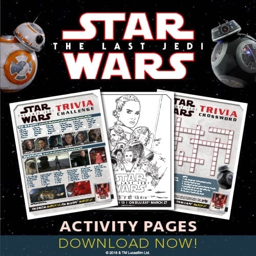 Star Wars The Last Jedi Activity Sheets