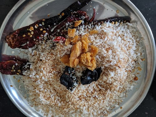 Ingredients ready for Thengai Podi