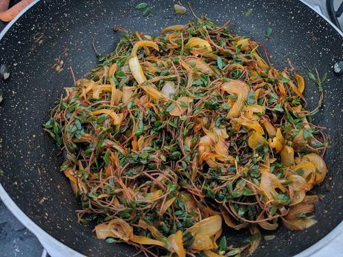 Cooked Chival Bhaji