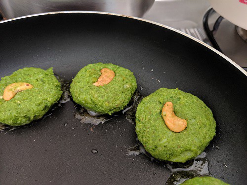 Pan Frying Hara Bhara Kabab