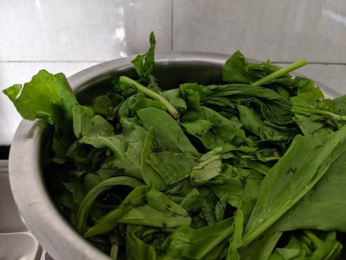 Adding spinach to water