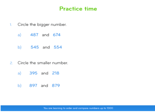 Lesson slide on practice time