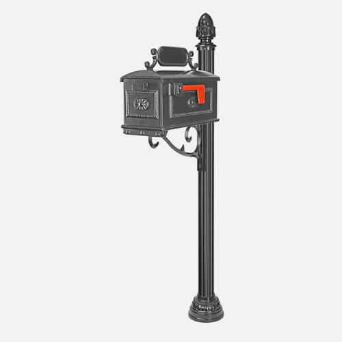 estate mailbox with decorative base with acorn finial