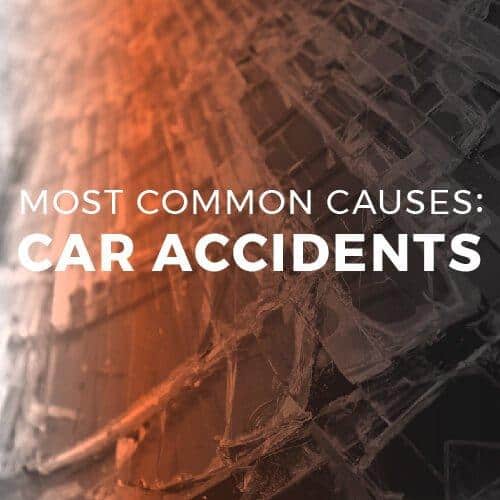 text overlaid on broken glass - most common causes: car accidents