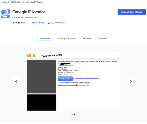 find ip address location omegle